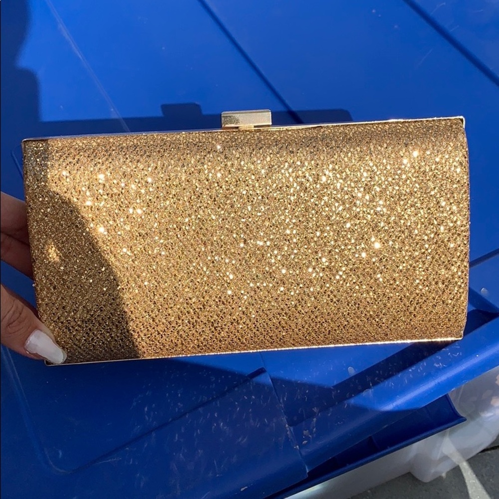 Gold sparkle evening clutch